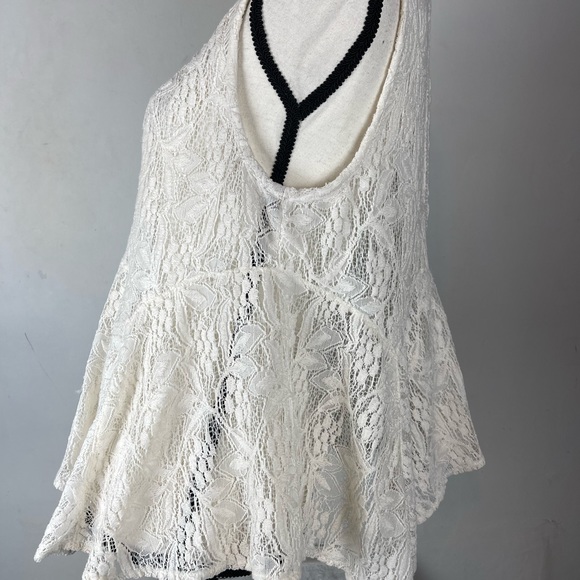 Free People White Peplum Lace Tank EUC Size S - Picture 4 of 8